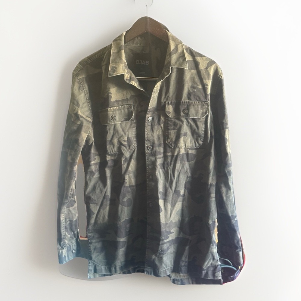 Djab Exclusivite‎ Simons Men's Button Up Camo Shirt Size Large Long Sleeve